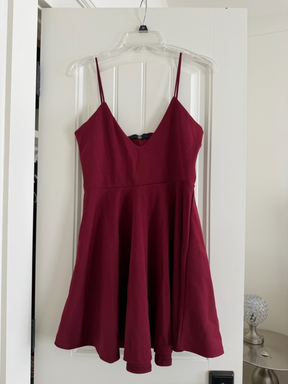 Missguided Burgundy Spaghetti Strap Skater Dress